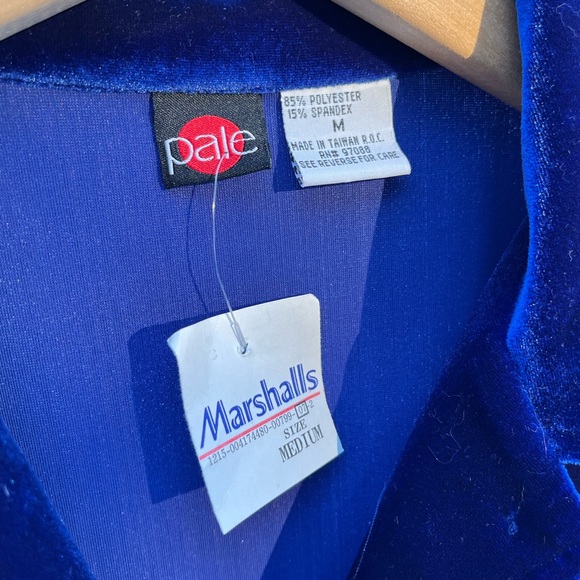 90s Pale Blue Velvet Button-Up Blouse Women’s Size M NWT - Picture 3 of 16